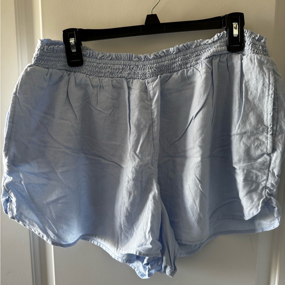 aerie Light Blue High-Waist Elastic Shorts